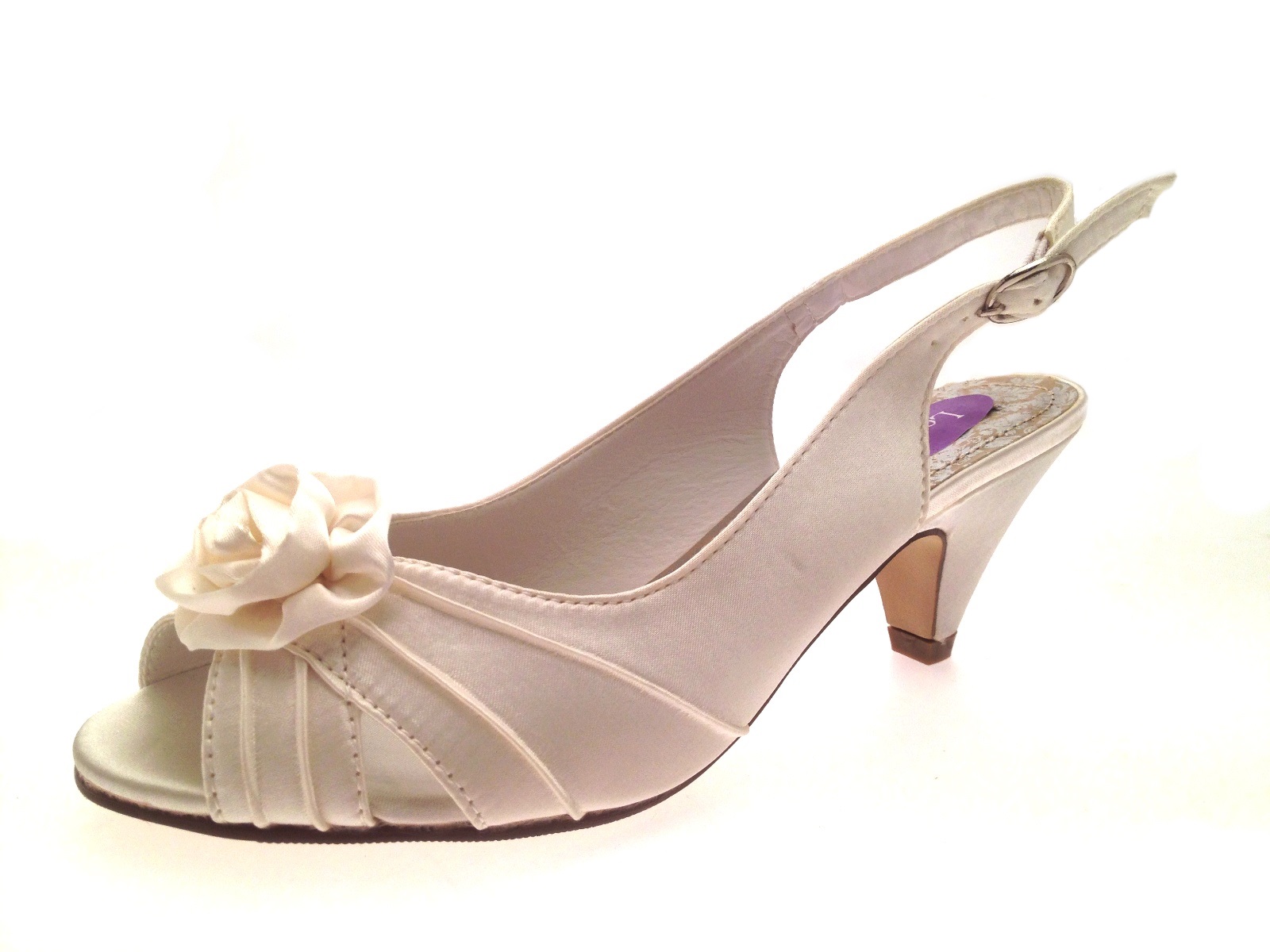 WOMENS LOW HEEL SATIN WIDER BRIDAL WEDDING COMFORT SHOES SANDALS LADIES